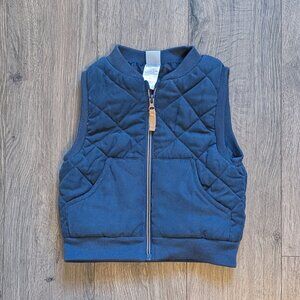 Toddler Puffer Vest — Little Lad Size 2 • Dark Blue • Kangaroo Pockets